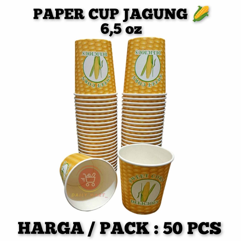 50PC 6,5oz Gelas kertas PAPER CUP gambar jagung susu keju JASUKE pop sweet corn popcorn