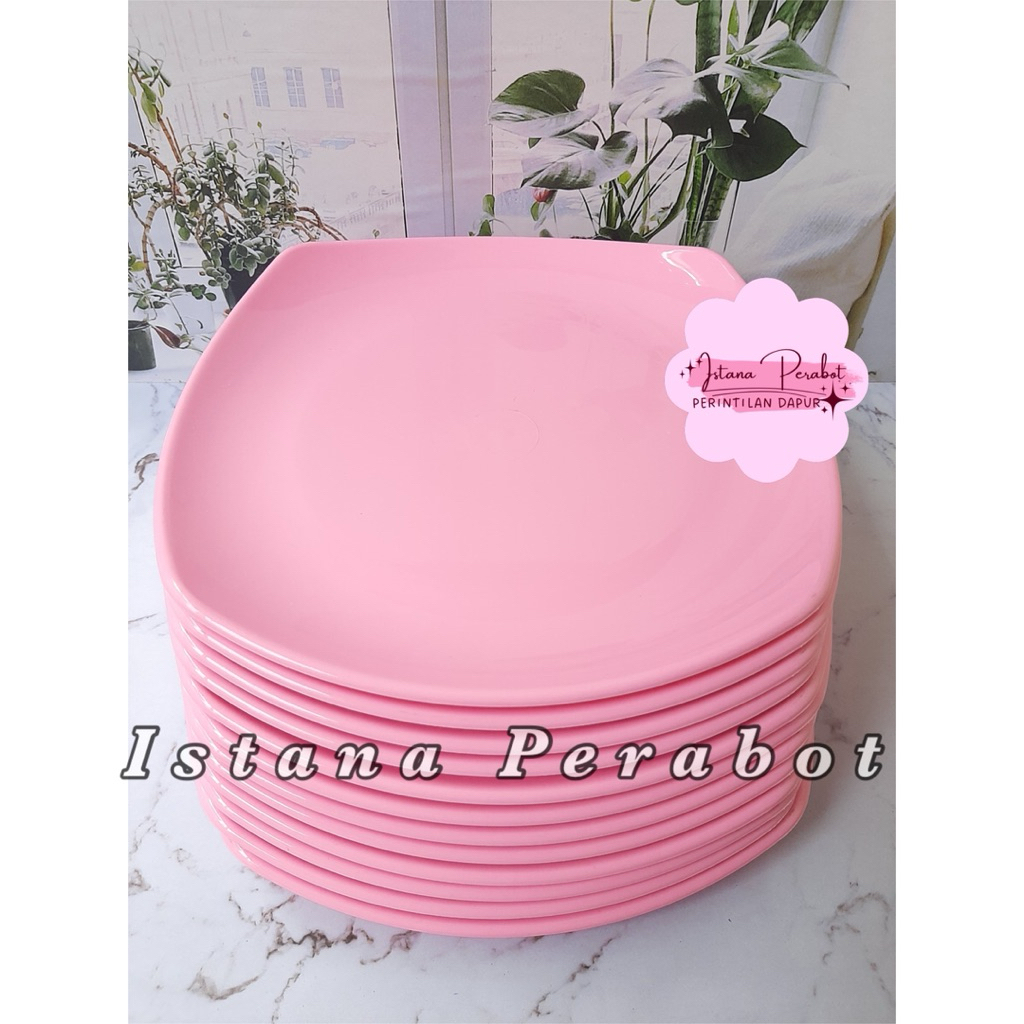 PAKET 1.LUSIN PIRING MAKAN MELAMIN KOTAK CEPER 9 INCHI/PIRING MAKAN PECEL LELE