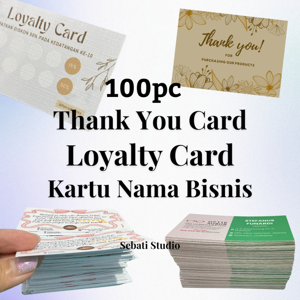 100 Custom Thank You Card | Kartu Nama Custom | Gift Card | Loyalty Card