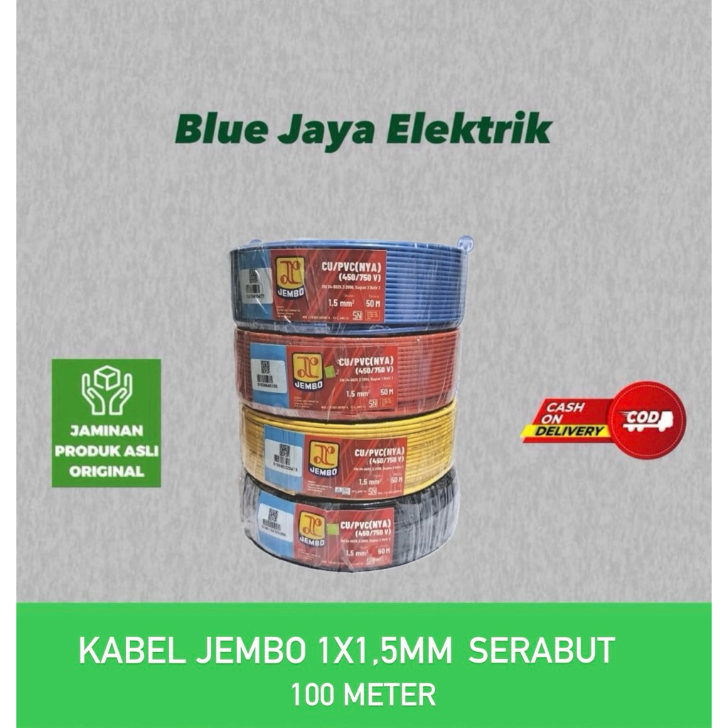 Kabel Jembo NYAF 1x1,5mm Serabut - 100 Meter
