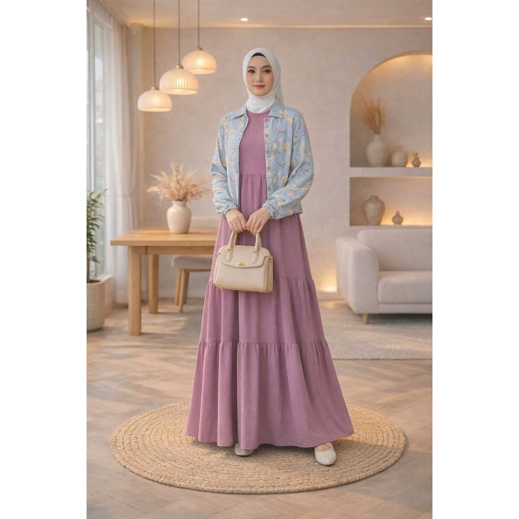 baru gamis kanifa dress outer  blazer  Ori aku karissa remaja muslim Lavina fashion murah polos moti