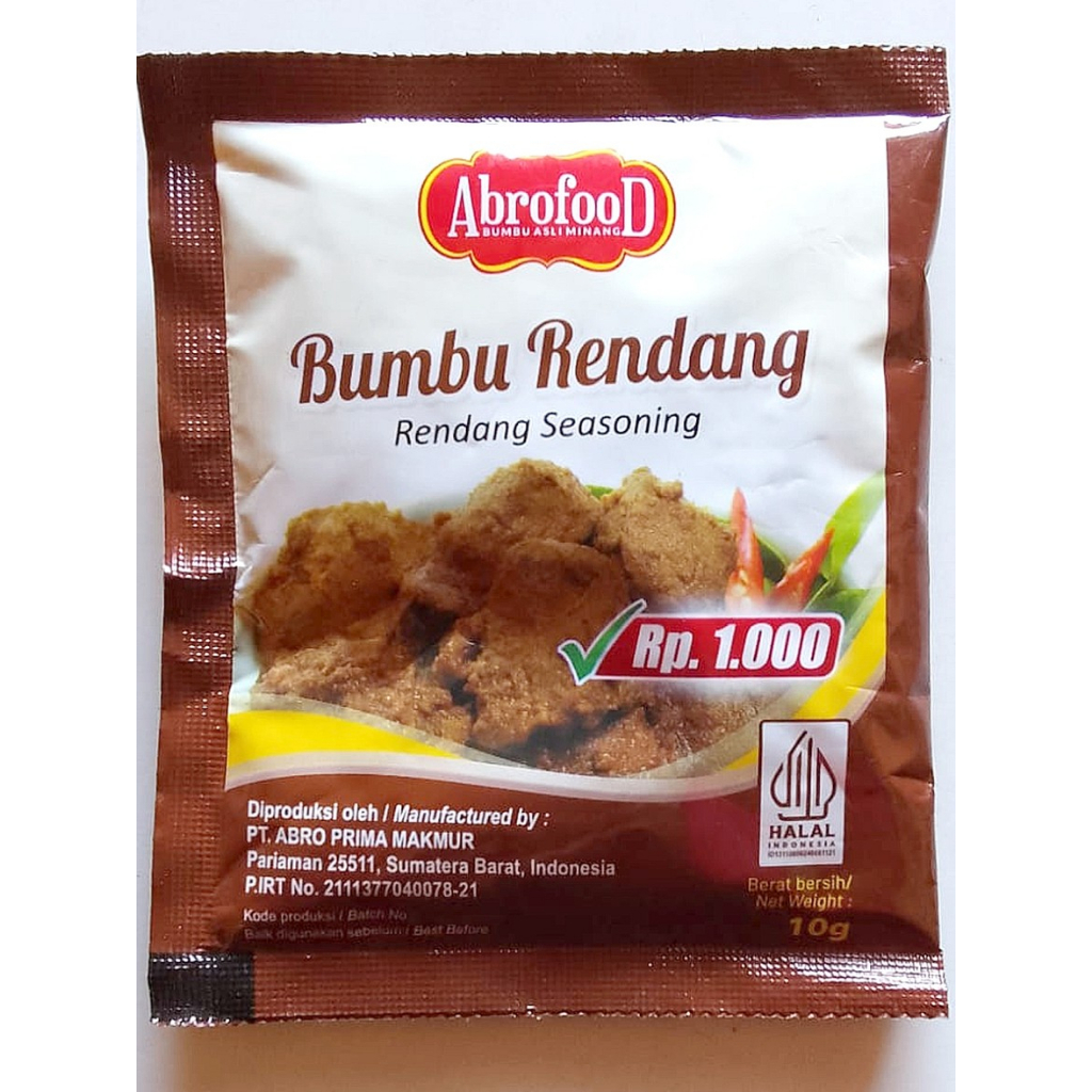 BUMBU RENDANG AbrofooD - 10 gr | Bumbu Asli Minang - Praktis & Halal