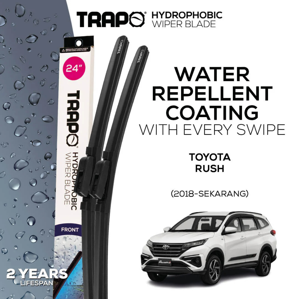 Trapo Hydrophobic Wiper Blades Trapo Wiper Mobil Toyota Rush (2018-Sekarang) Wiper Rush
