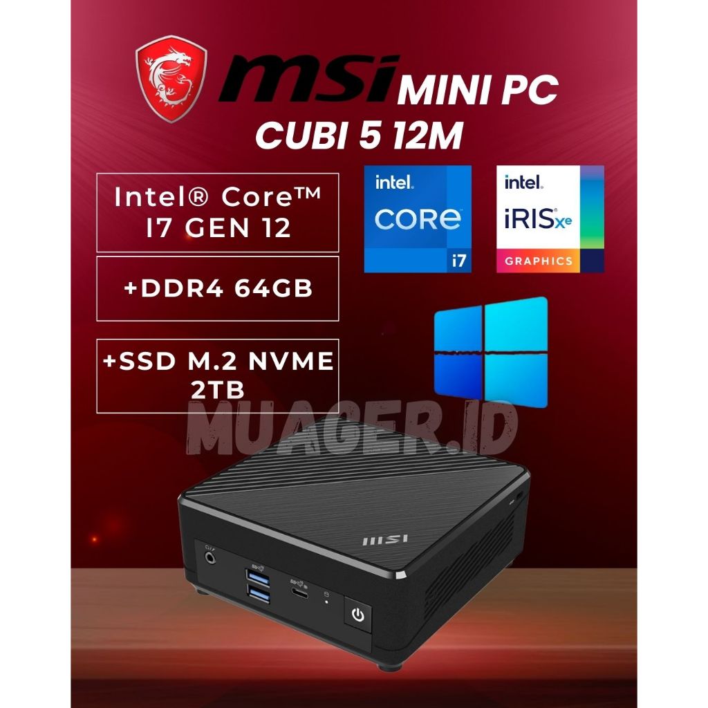 MINI PC MSI I7 GEN 12 FULLSET +WIN 11 +RAM +SSD | MSI CUBI 5 12M | MSI CUBI I7