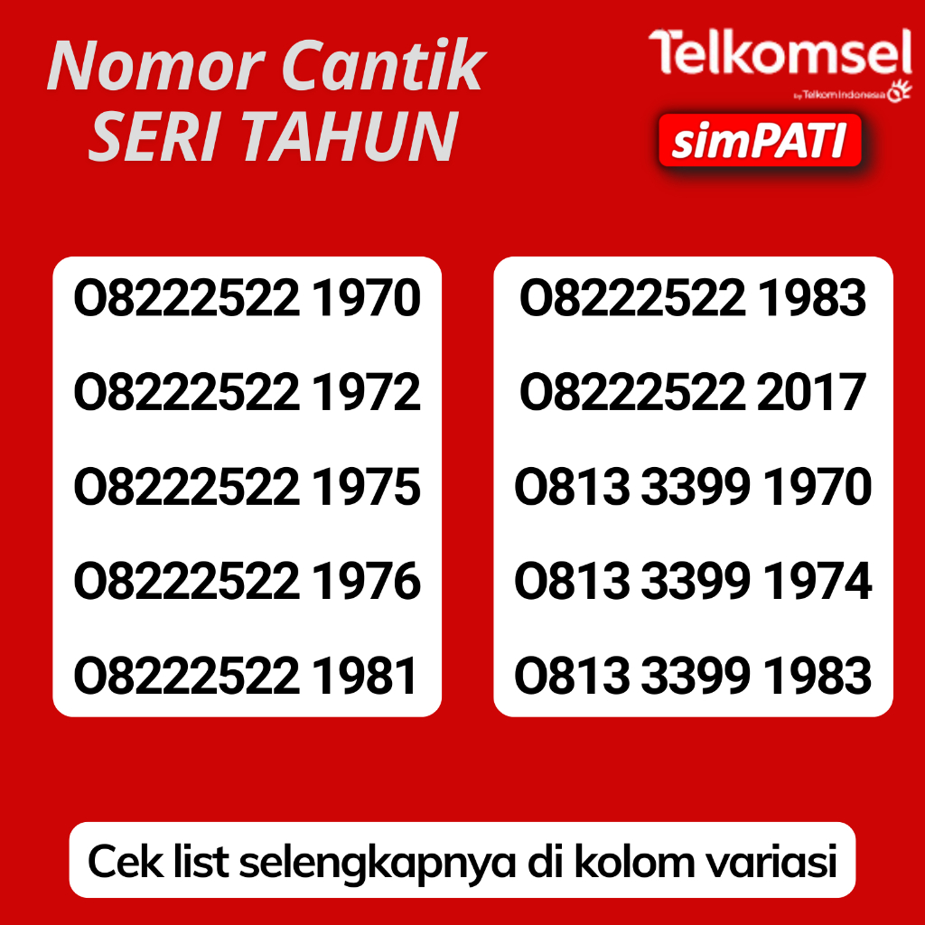 Nomor Cantik Telkomsel - Nomor Cantik Simpati - Nomer Cantik Jaringan 4G/5G Hoki Tahun Lahir 2020 20