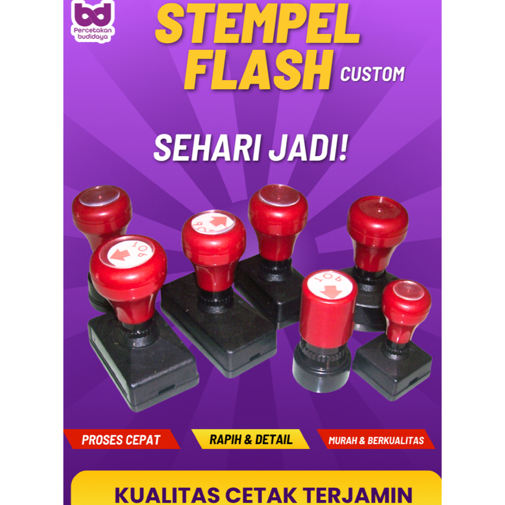 Stempel Otomatis Custom Logo Lunas Nama Tanda Tangan Super Kecil Besar Hitam Biru