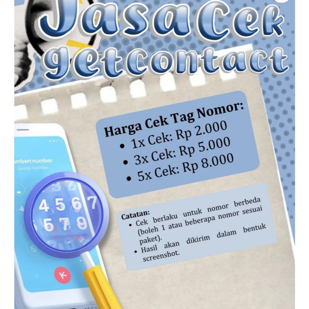 Jasa Cek Tag Getcontact 1500 per 1 nomor