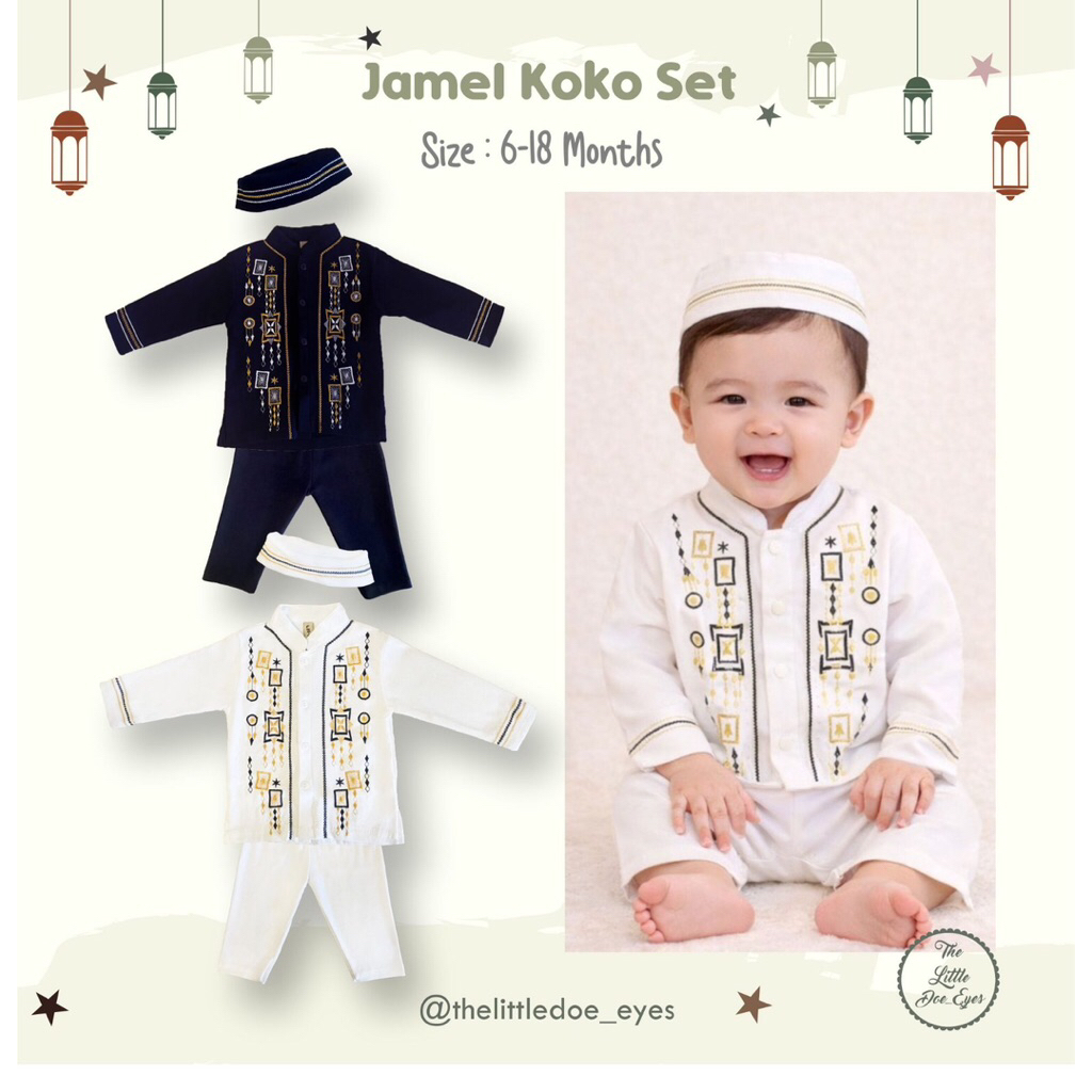 Jamel Koko Longsleeves Set With Hat Baju Koko Anak Bayi (6-18 bulan)
