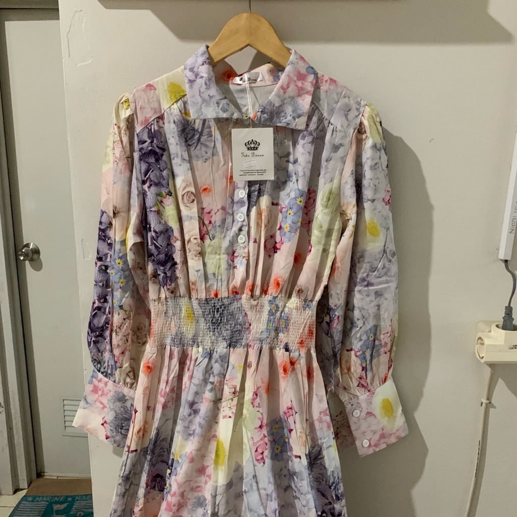 Gamis Motif Bunga BKK - Gamis BKK Bunga - Dress BKK bunga - dress smocked bunga