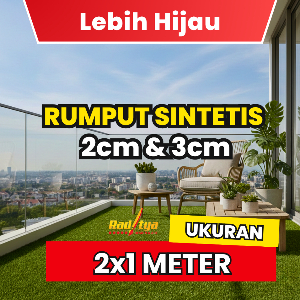 Rumput Sintetis 2x1 Meter RDA Tebal 2cm & 3cm | Rumput Sintetis Teras Halaman Balkon – Rumput sintet