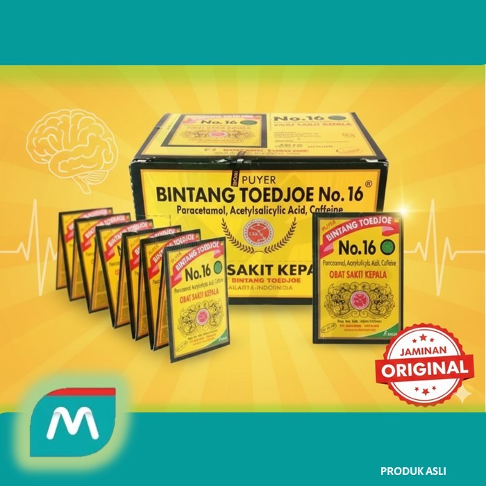 1 PAK ISI 12 SACHET BINTANG TOEDJOE NO 16 PUYER OBAT SAKIT KEPALA PUYER BINTANG TUJUH