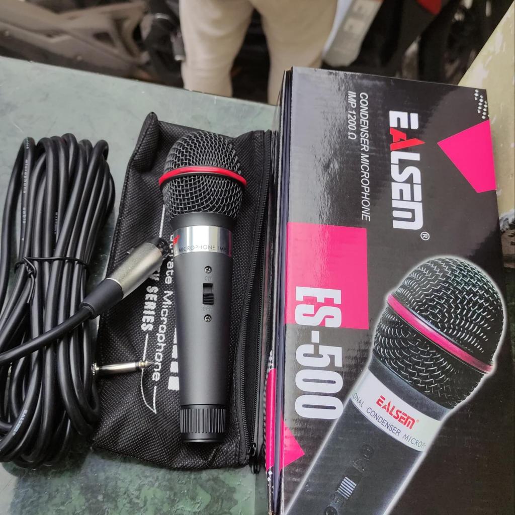 Mic Kabel Condenser Ealsem ES500 ES-500 ES 500 Mic Genggam Condensor Peka Sensitif Jauh Dari Mulut O