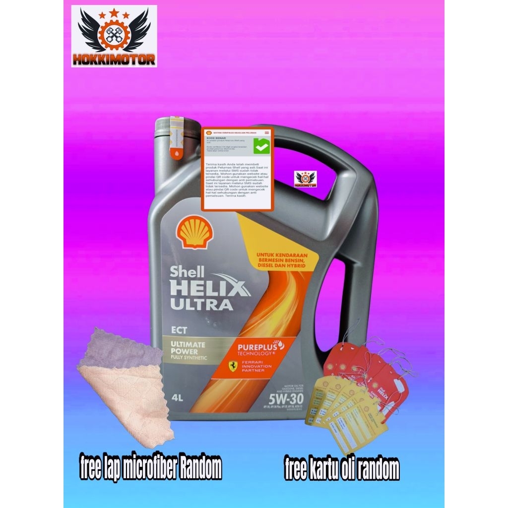 Oli Shell Helix Ultra 5W-30 NEW Bensin,Diesel, Dan Hybrid kemasan 4 liter original  100%