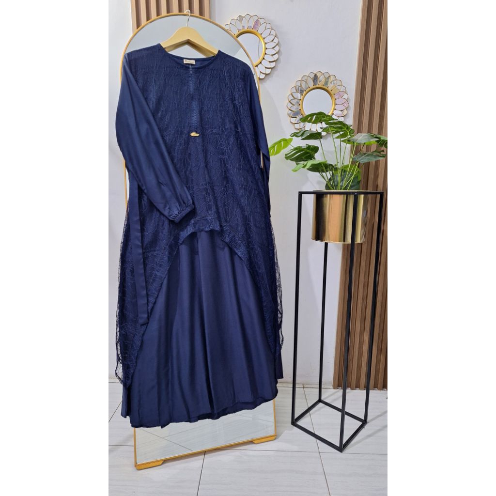 Aulia Dress Gamis Hari Raya Rayon Twill Mix Brokat kekinian