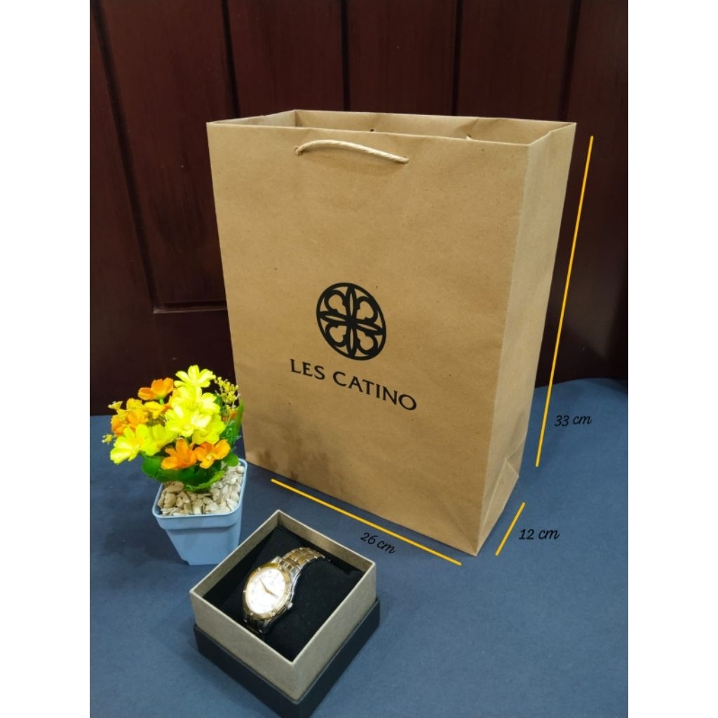 Paper Bag Kertas Kado Les Catino 2 Sisi Coklat Medium Potrait