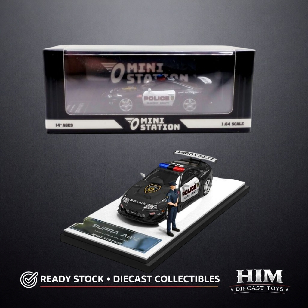Mini Station 1/64 Toyota Supra A80z GTA Police car with Figure