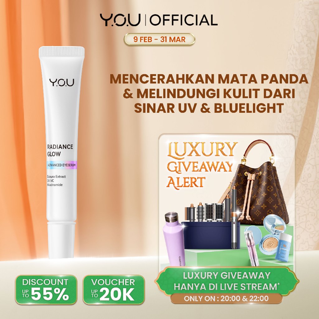 YOU Radiance Glow Advanced Eye Serum Eye Cream Mencerahkan Mata Panda dengan Sakura Extract, Niacina