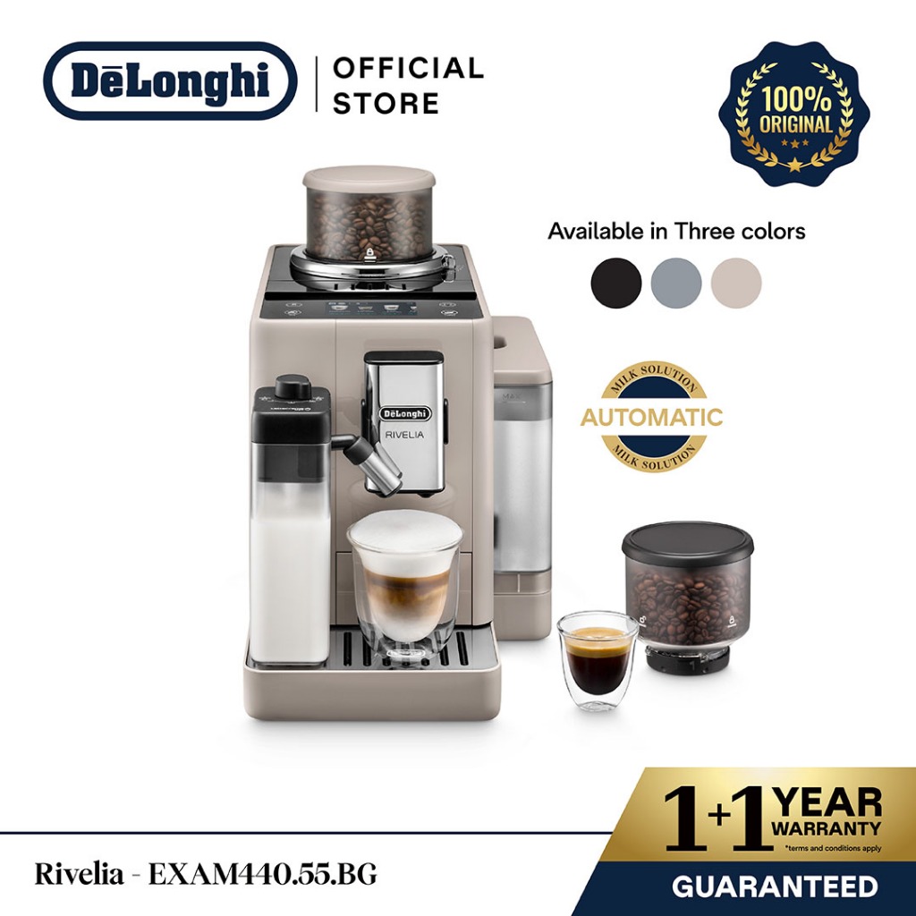 DeLonghi EXAM440.55.BG Rivelia - Mesin Kopi Otomatis Sand Beige 1400 ml