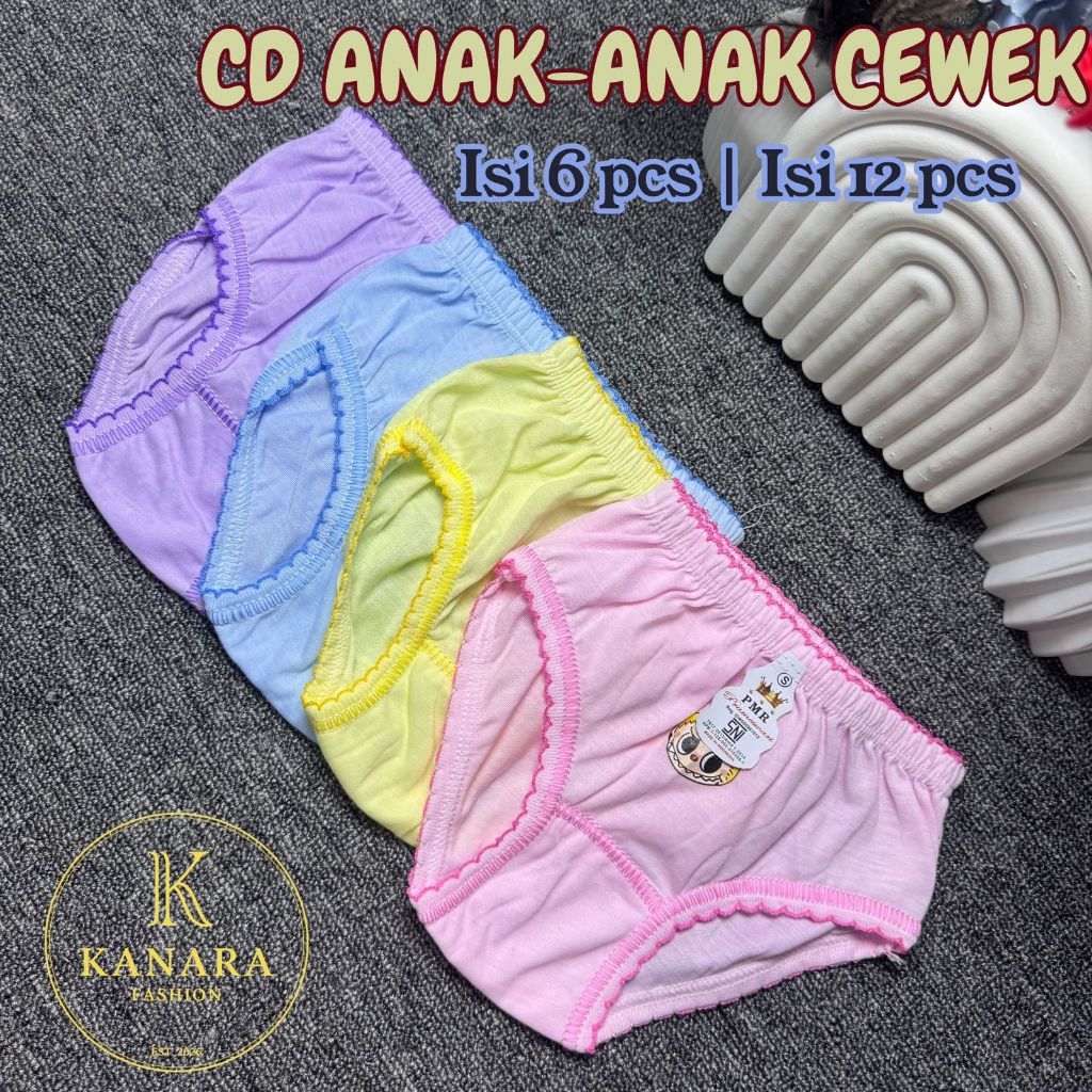 CD ANAK CEWEK LEMBUT MOTIF POLOS 6PCS 12PCS | CD Anak Wanita | Celana Dalam Anak Cewek