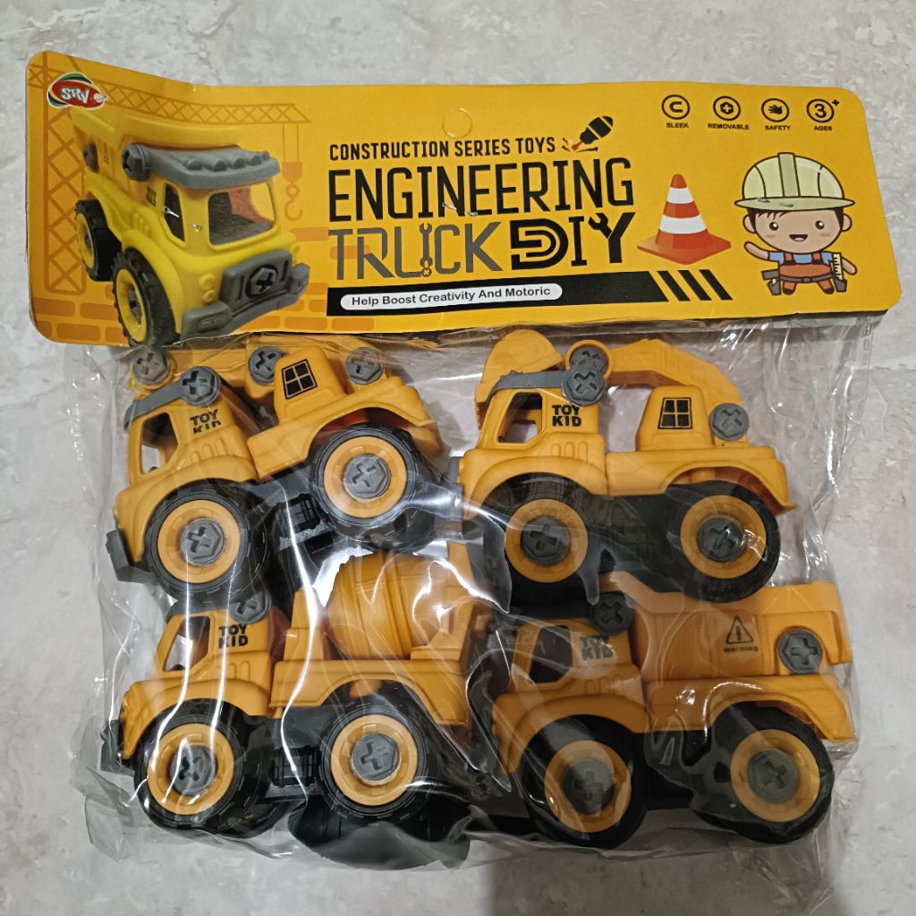 mainan DIY anak bongkar pasang mobil kereta train school bus airport robot dino construction mekanik