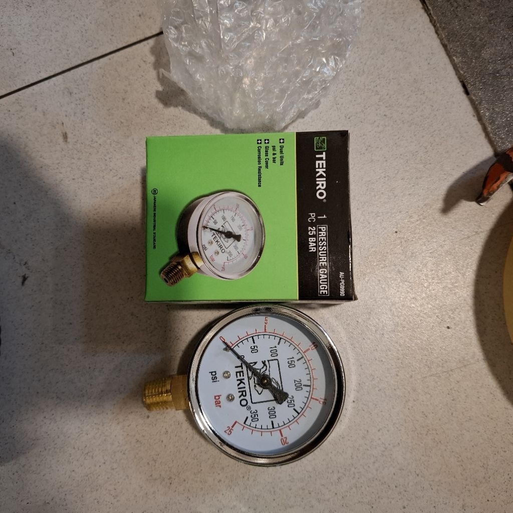 Tekiro pressure gauge ukuran 25Bar/ manometer alat ukur tekiro 25bar