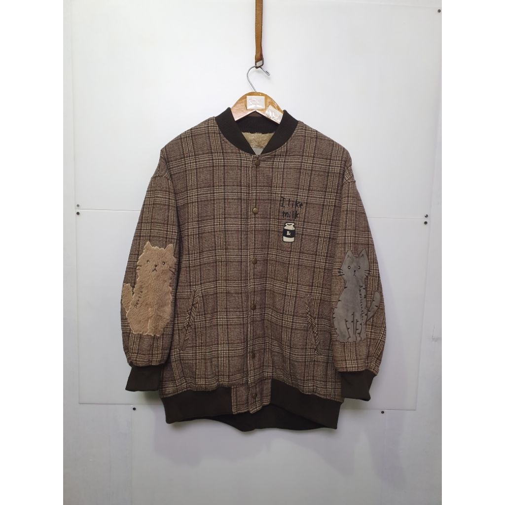 Jaket Vintage Rivet & Surge Japan Streetwear Motif Kucing