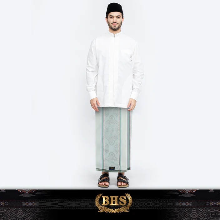Sarung BHS Essential Gold Motif T46 JPC Putih Hijau ORIGINAL