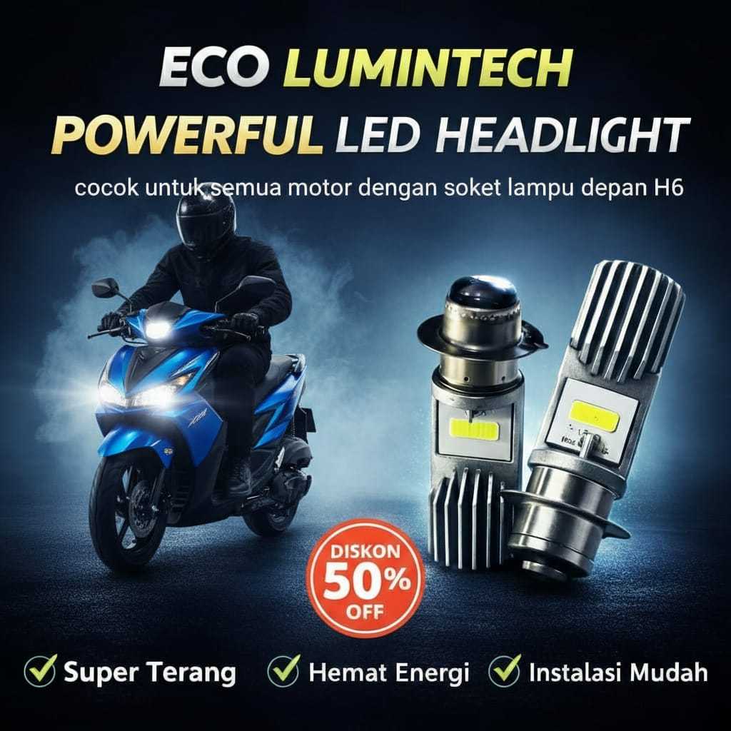 Lampu LED Motor H6 - Terang Fokus Tidak Menyilaukan - ECO LUMINTECH