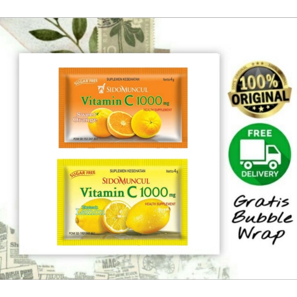 1 sachet Vitamin C 1000 mg Sidomuncul Rasa Lemon Atau Jeruk Vit C 1000 Per Sachet