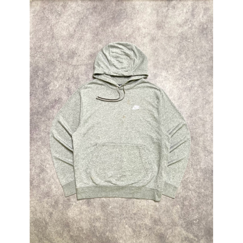 Nike Small Swoosh Embroidery Logo Grey Hoodie