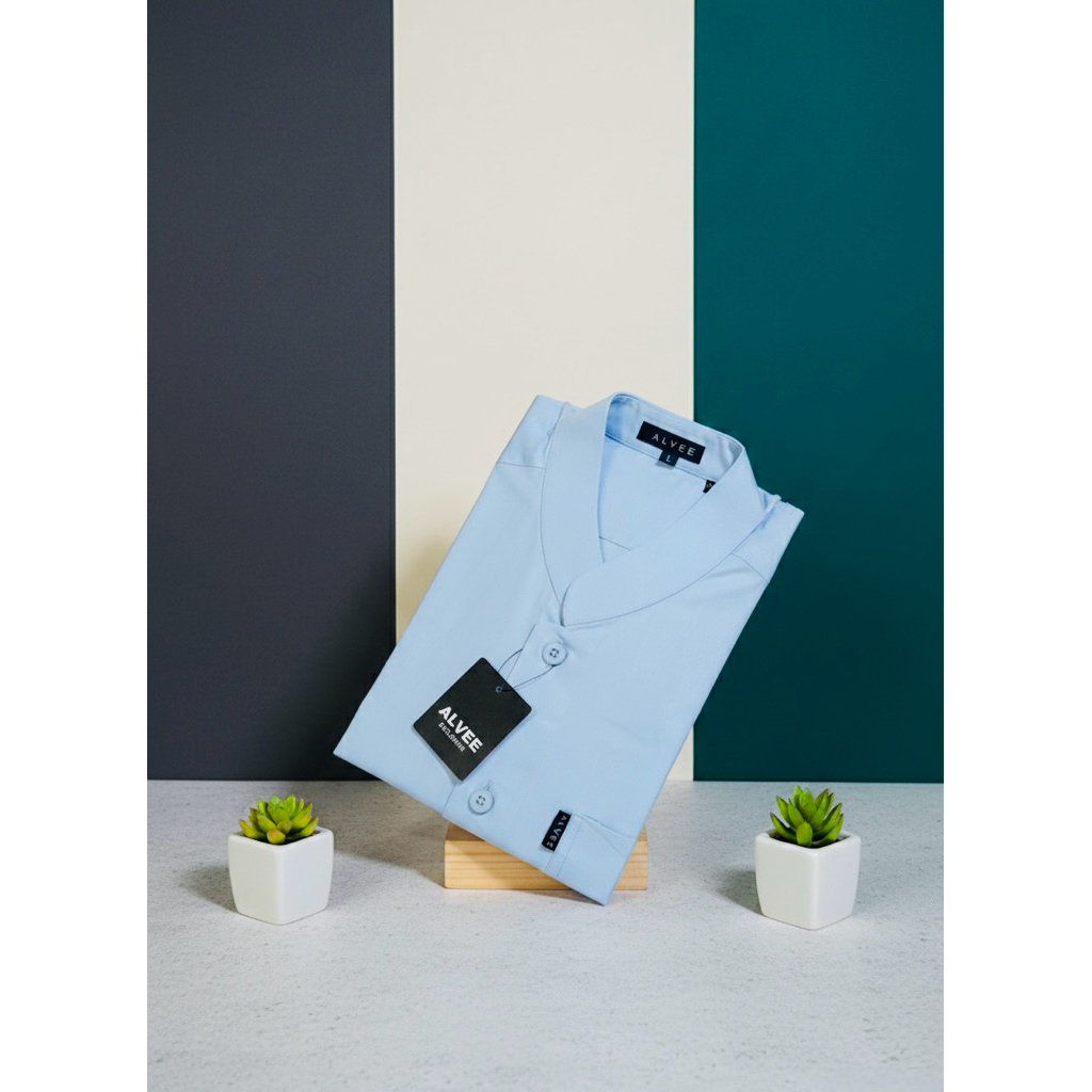 Baju Koko ALVEE Original 100% Lengan Panjang Polos Bahan Katun Spun Saudi Premium - Koko Salaf Habai