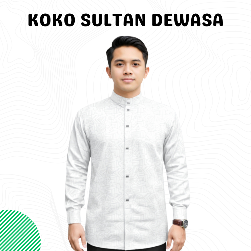 BAJU KOKO SULTAN EMBOS PRIA DEWASA LENGAN PANJANG HITAM PUTIH NAVY COKSU