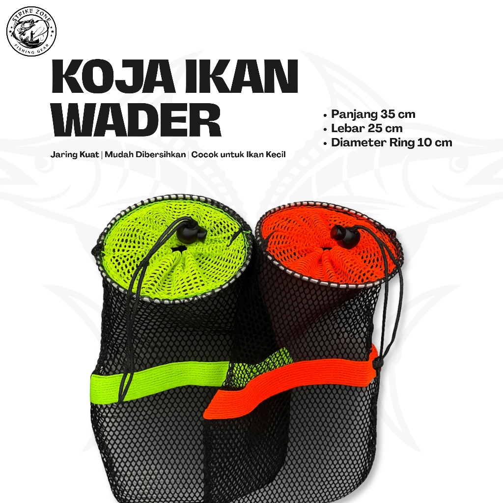 Koja Ikan Wader 35cm – Jaring Ikan Mini Kuat – Korang Ikan – Tempat Hasil Memancing Ikan Kecil