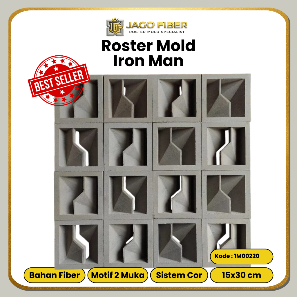 Jago Fiber Cetakan Roster Motif Iron Man | Loster Beton Minimalis | Angin Angin Beton | Cetakan Rost
