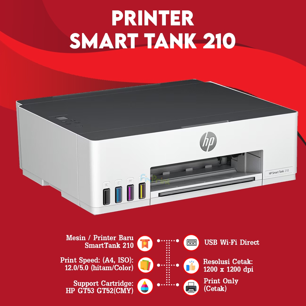Printer HP 210 Smart Tank Only WiFi Bluethooth Colour Ink Jet A4  / HP Smart Tank 520 All-in-One (Pr