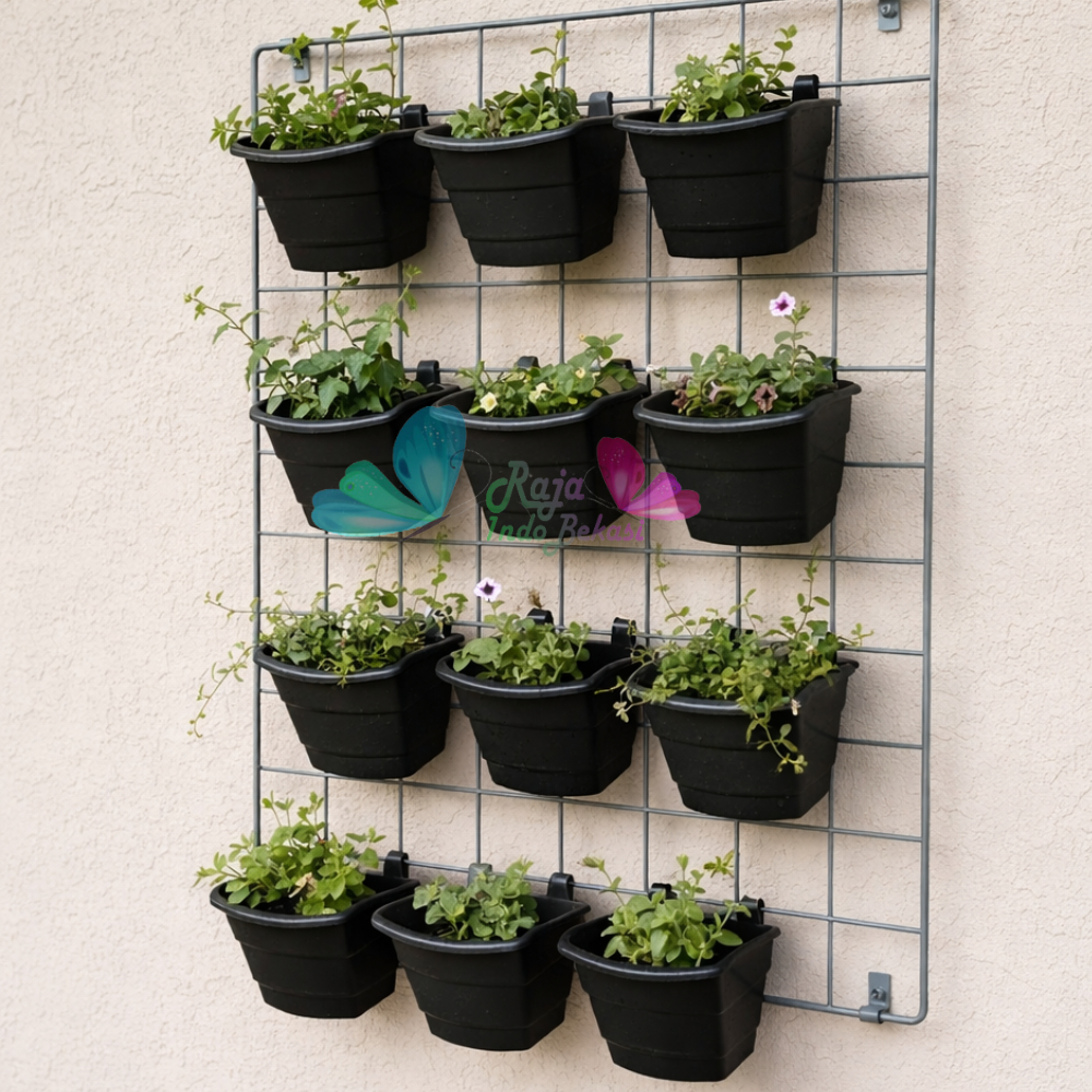 Pot Dinding Tempel Cantol TIP Manis Hitam - Pot Dinding Tempel Mini Murah Unik Pot Tempel Vertical G