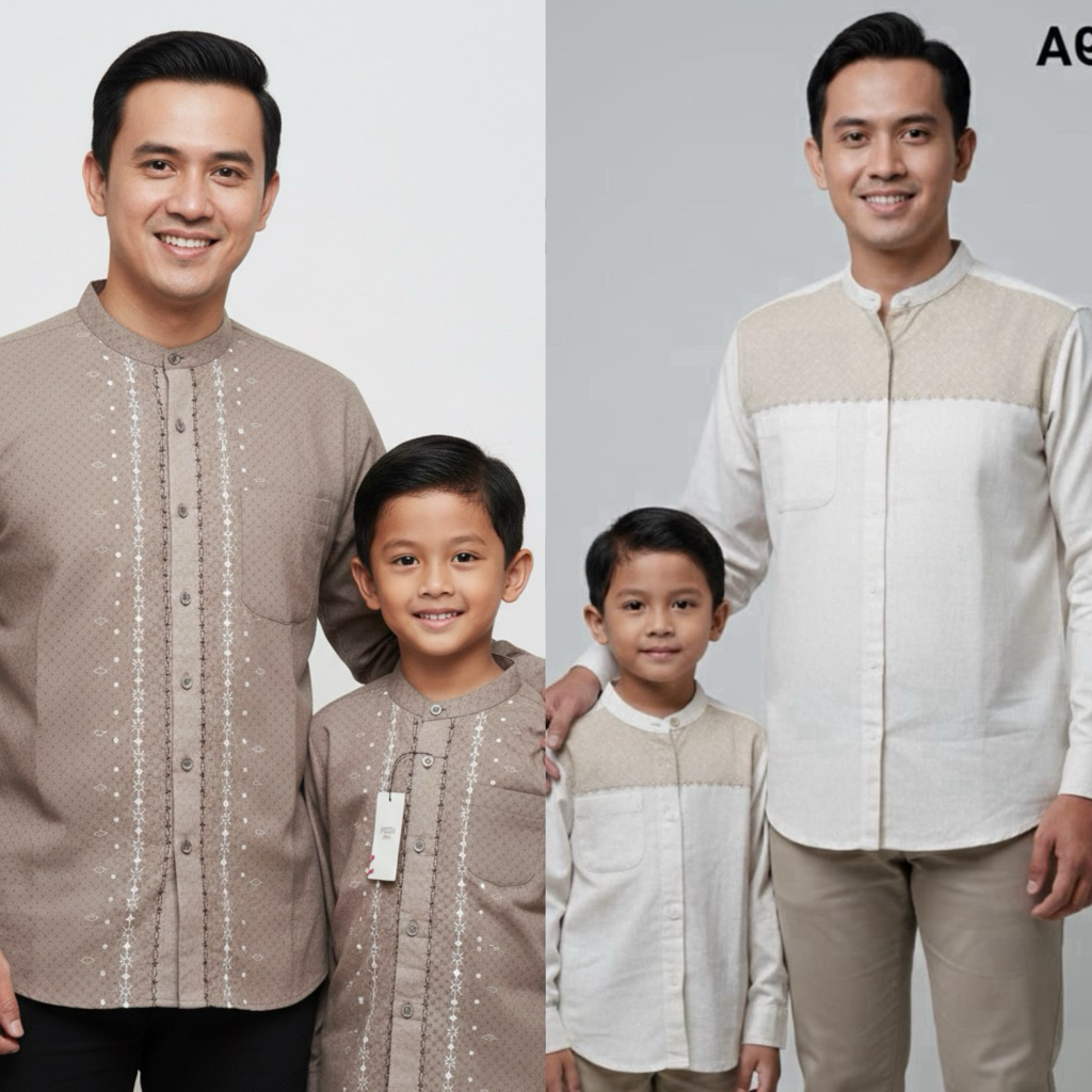 KEMEJA KOKO KATUN PANJANG COUPLE ANAK AYAH M231 M231KIDS