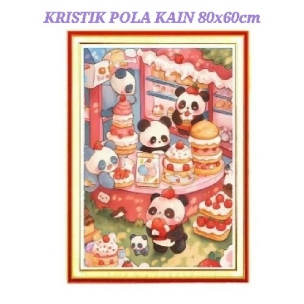 DIY Paket kristik boneka teddy bear family beruang pola kain cross stitch kit kerajinan tangan sulam