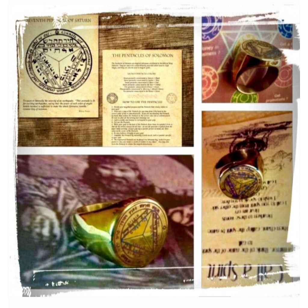 Cincin Titanium Seal 32  Seventh Pentacle of Saturn Menggetarkan Seal Saturnus Raja Sulaiman Solomon