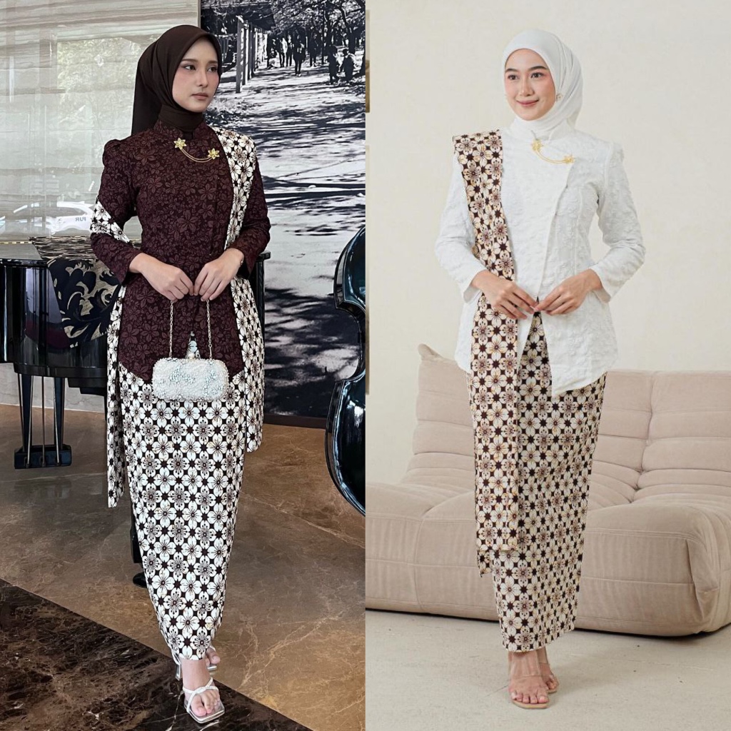 DALOLODA Set Kebaya Listy Modern Janggan Kutu baru jumbo hitam putih