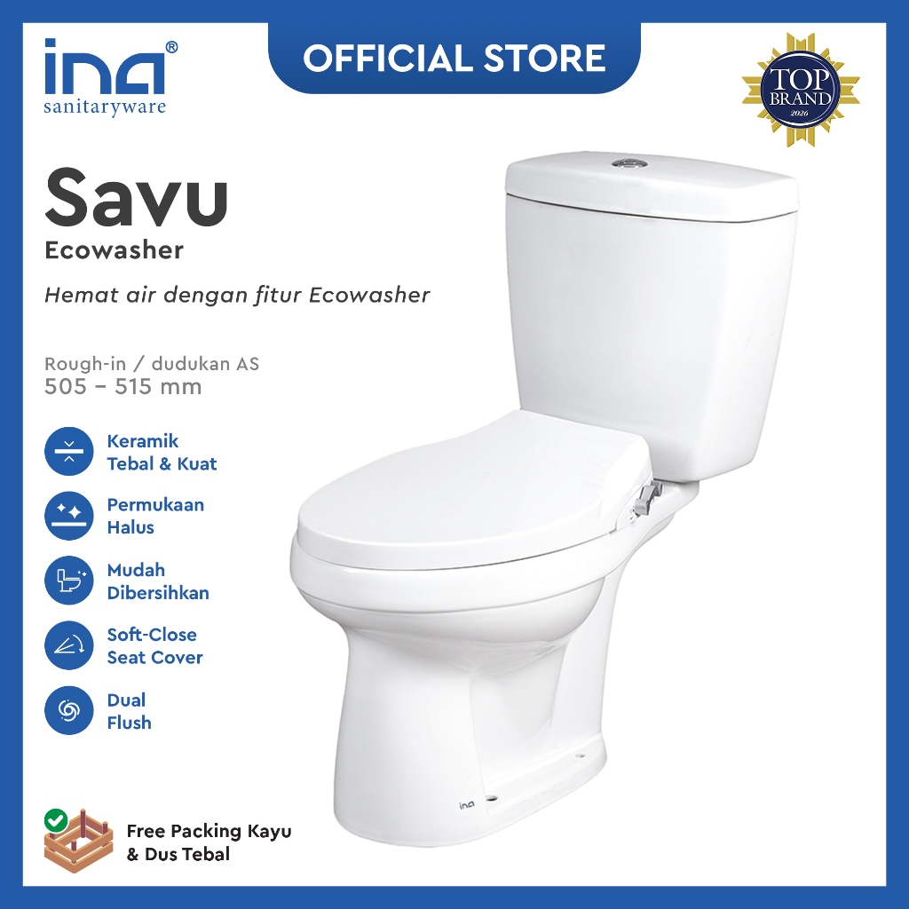 INA Closet SAVU Ecowasher *FREE JET SHOWER | C20/T20 |  Closet Duduk - Kloset - Kloset Duduk