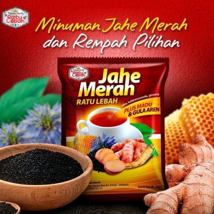 Jahe Merah Plus Gula Aren 10 Sachet Ratu Lebah