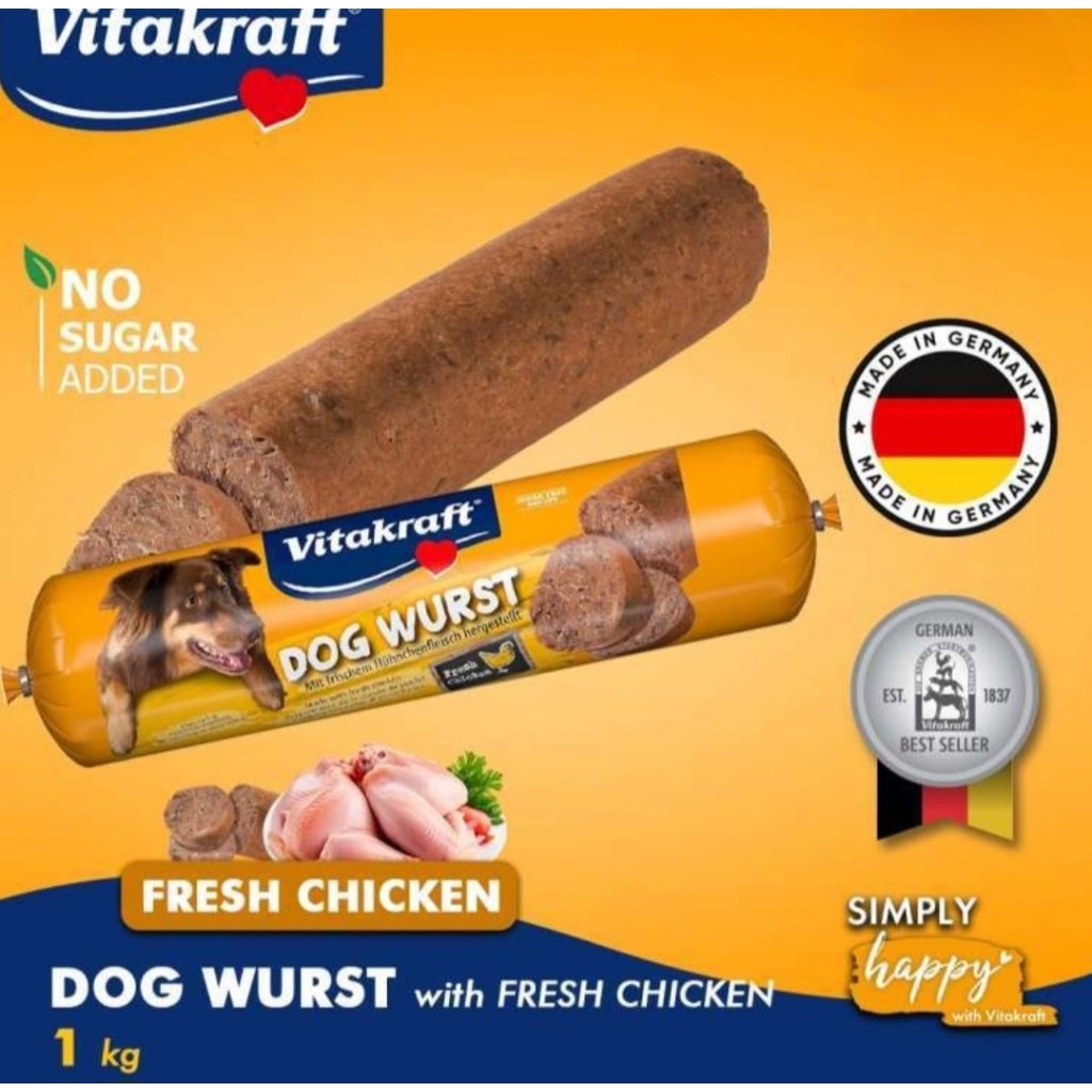 Vitakraft Dog Wurst 1 KG Sausage Snack Food Cemilan Treat Sosis Treats Makanan Anjing Besar Vita Kra