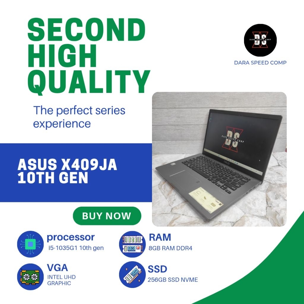 ASUS X409JA i5-1035G1 / RAM 8GB / SSD 256GB / RESOLUSI HD