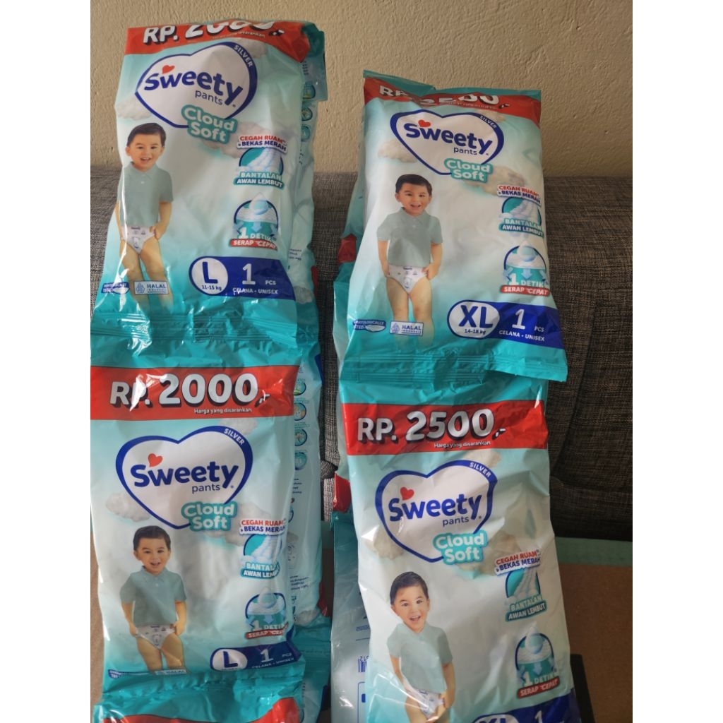 Popok Celana Sweety Silver Cloud and Soft Kemasan Renceng Size L dan XL