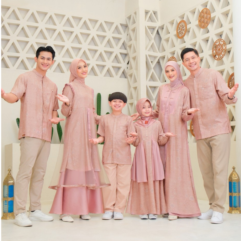Keke Busana Sarimbit Naira Terracota Couple Keluarga Satuan Couple Gamis Koko