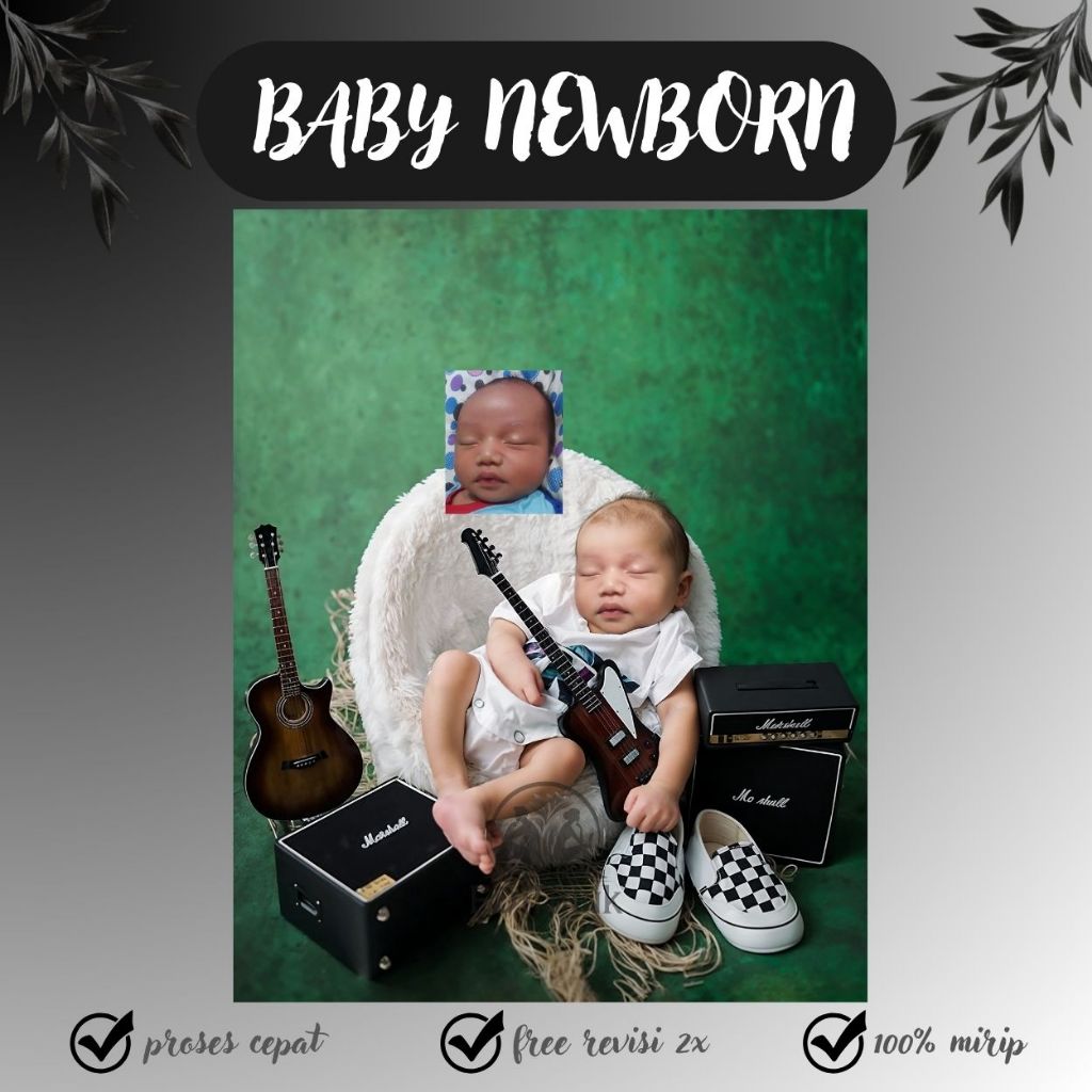 Jasa Edit Foto Baby Newborn HD - Edit Tempel Foto Bayi ke Background Studio - Hasil Rapi Natural & M