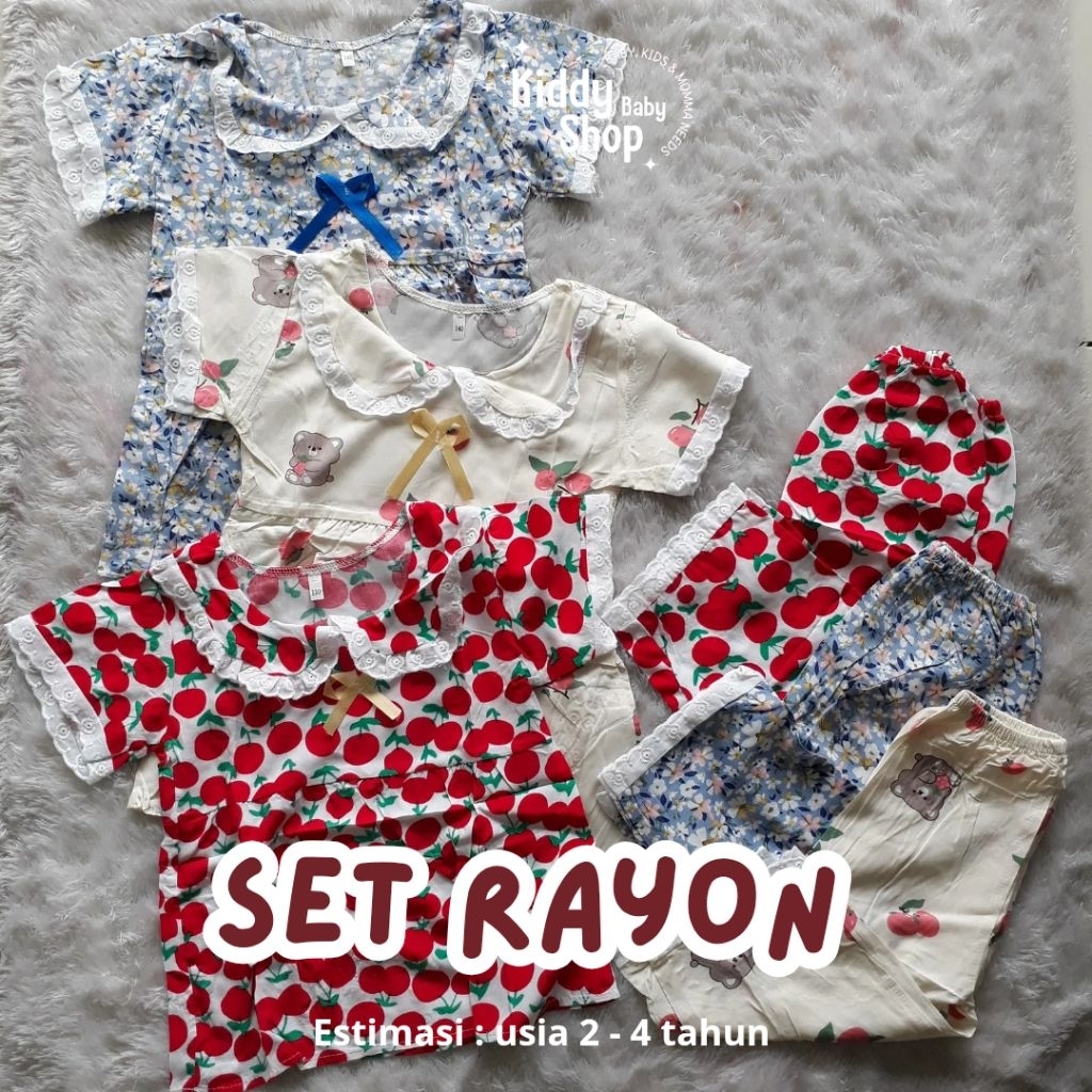 Set Rayon Lengan Pendek Anak Perempuan