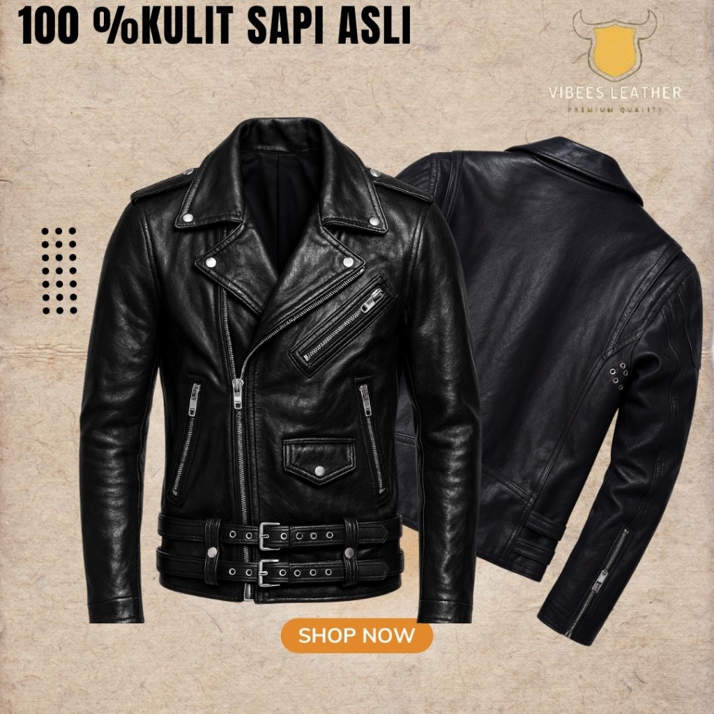 VIBEES LEATHER JAKET KULIT ASLI MODEL RAMONES CHANGCUTER BUATAN SUKAREGANG GARUT
