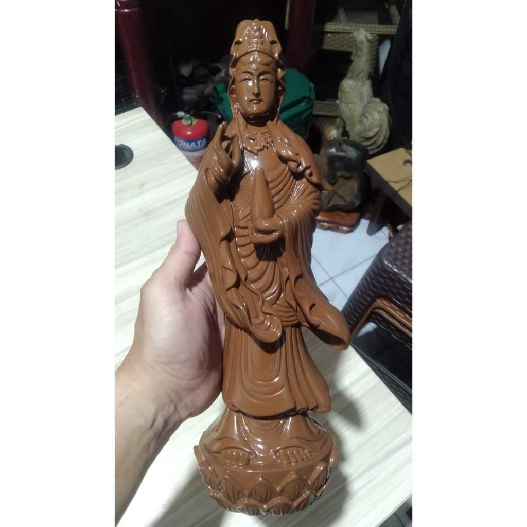 Patung Kayu Gaharu Dewi Kwan Im Kuno Jadul Antik